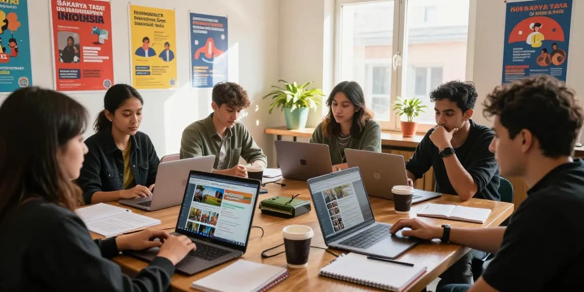 Sakarya Taraf Indonesia, Leci123, tim kreatif dengan laptop dan catatan berita lokal