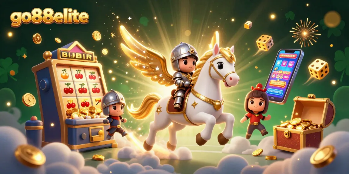 Experience the thrill of go88elite with vibrant casino elements and a magical steed.