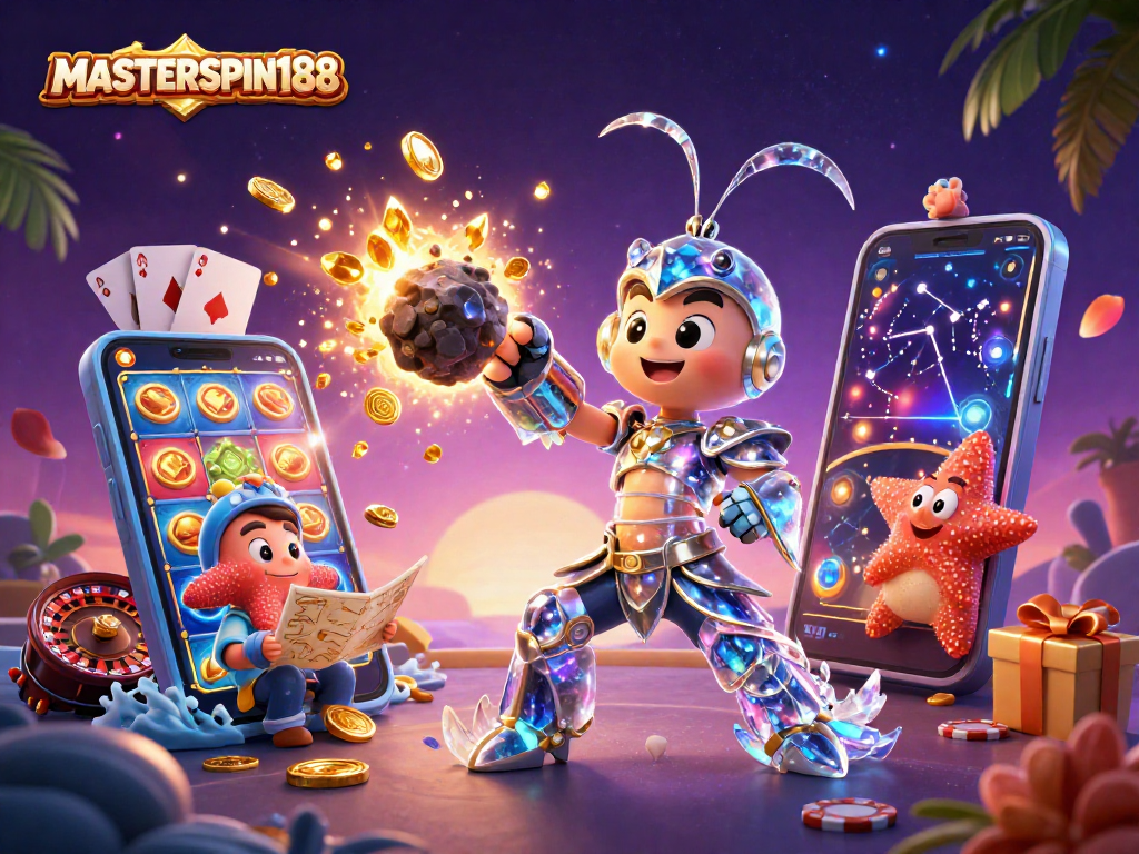 Experience MASTERSPIN188 excitement with a galactic samurai and vibrant casino elements.