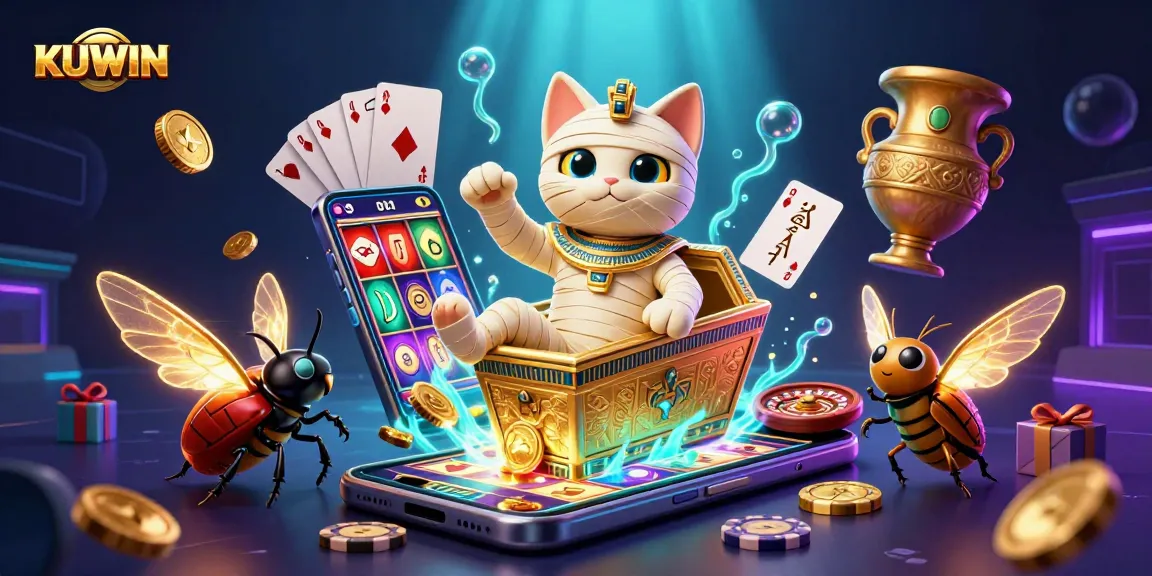 Spin and win with KUWIN in this vibrant, ultra-detailed pyramid casino illustration!