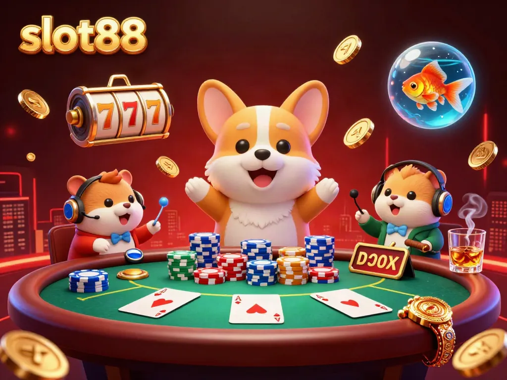 Menangkan jackpot dengan slot88, corgi dan hamster beraksi di kasino luar angkasa.