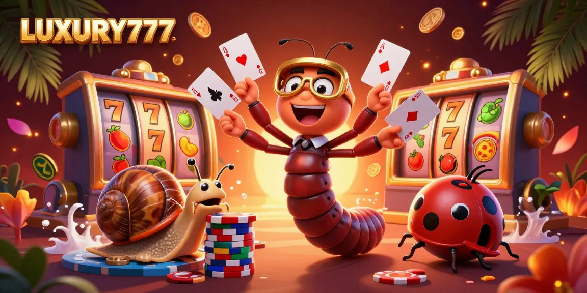 LUXURY777 menghidupkan pengalaman permainan kasino dengan dealer kartun 3D dan simbol slot yang memukau.