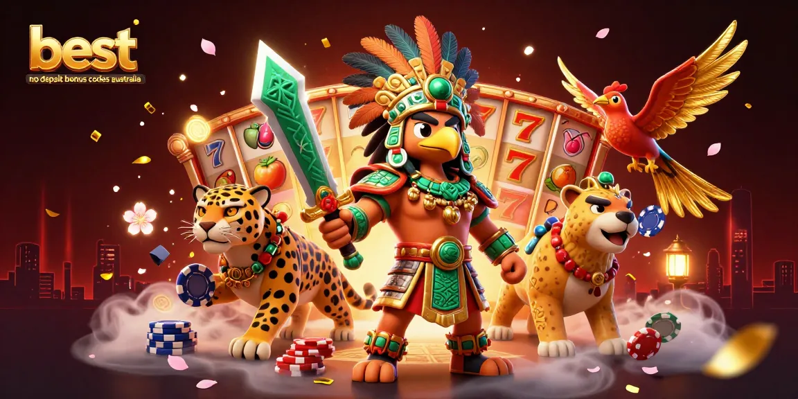 Spin the reels with the best no deposit bonus codes australia, featuring dynamic 3D casino elements.