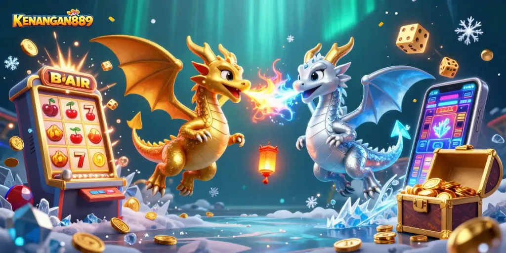 Engage with KENANGAN889's vibrant gaming world through a dynamic, 3D dragon-themed casino experience.
