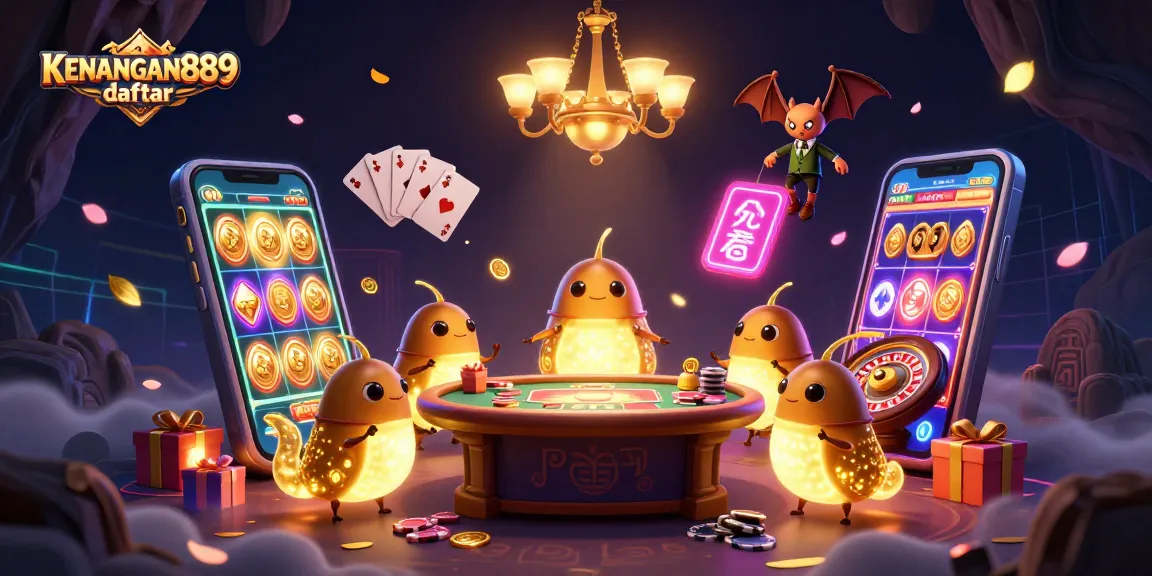 Experience KENANGAN889 daftar with glowing worms lighting up a casino and exciting game elements.