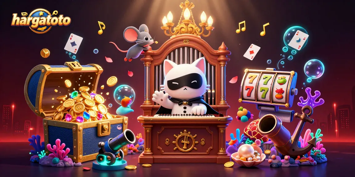 Experience thrilling slot action with hargatoto, showcasing a vibrant casino scene.