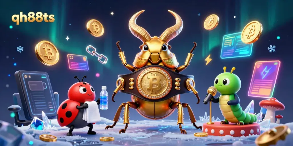 Engage with qh88ts at a thrilling online casino battle scene featuring a golden stag beetle champion.