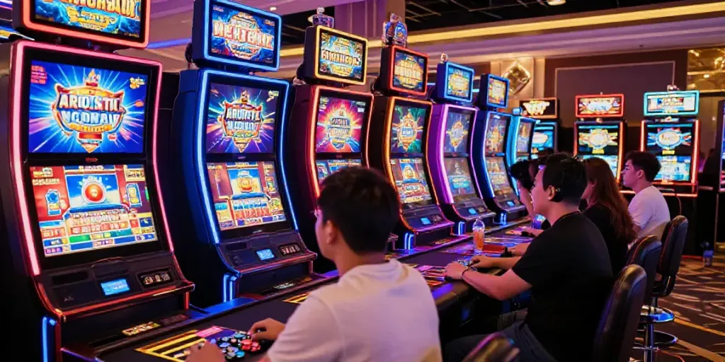 Pengalaman bermain slot gacor di kasino dengan pemain fokus dan suasana ceria.
