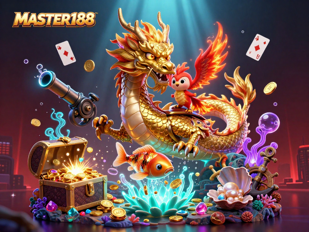 Engage with MASTER188's thrilling gaming experience featuring iconic characters and vibrant casino elements.