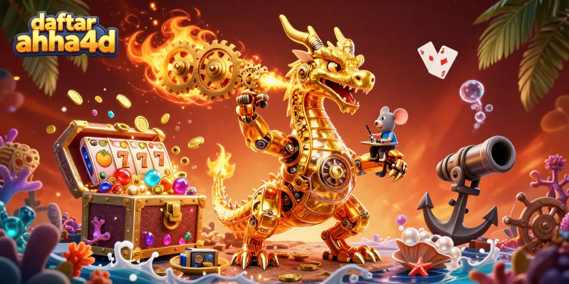 Daftar ahha4d untuk bermain slot dengan karakter naga emas 3D yang memukau dan elemen permainan menarik.