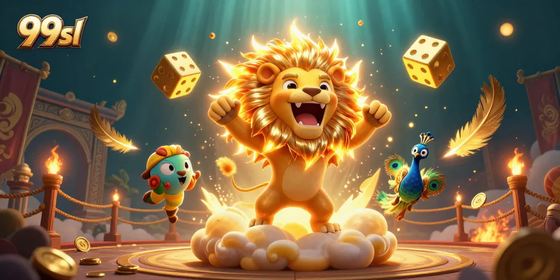 Engage with 99sl and enjoy thrilling wins in vivid 3D casino adventures featuring golden dice and a roaring lion.