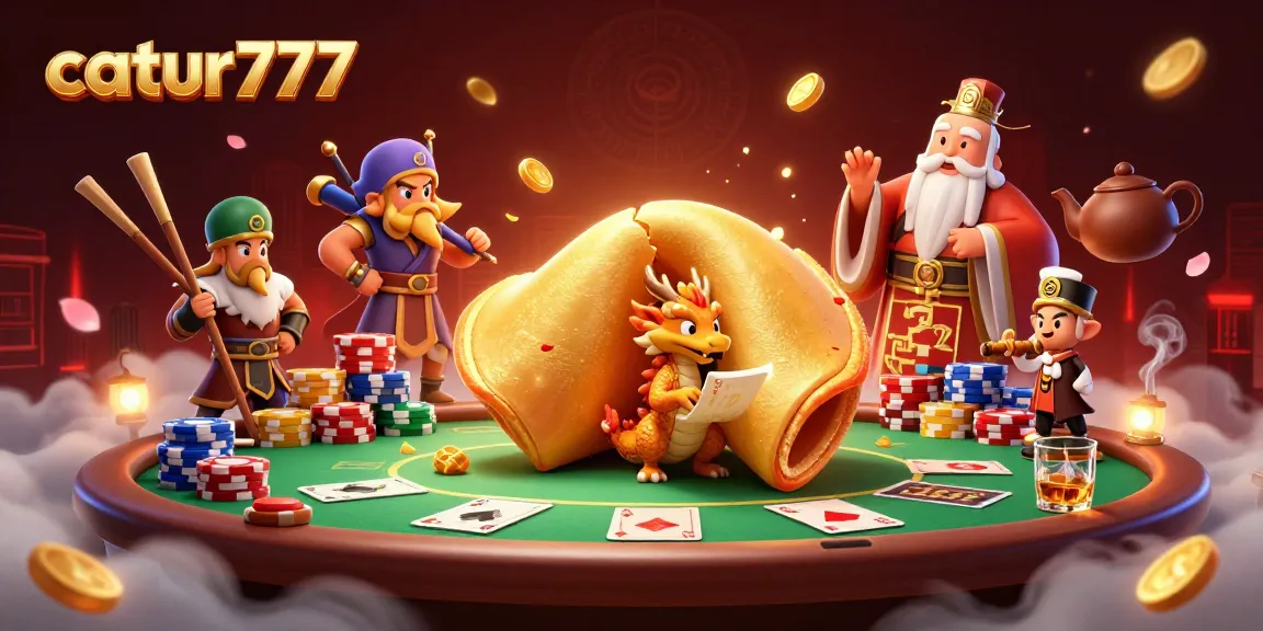 Experience thrilling wins at catur777 with a vibrant 3D illustration showcasing dynamic casino elements.