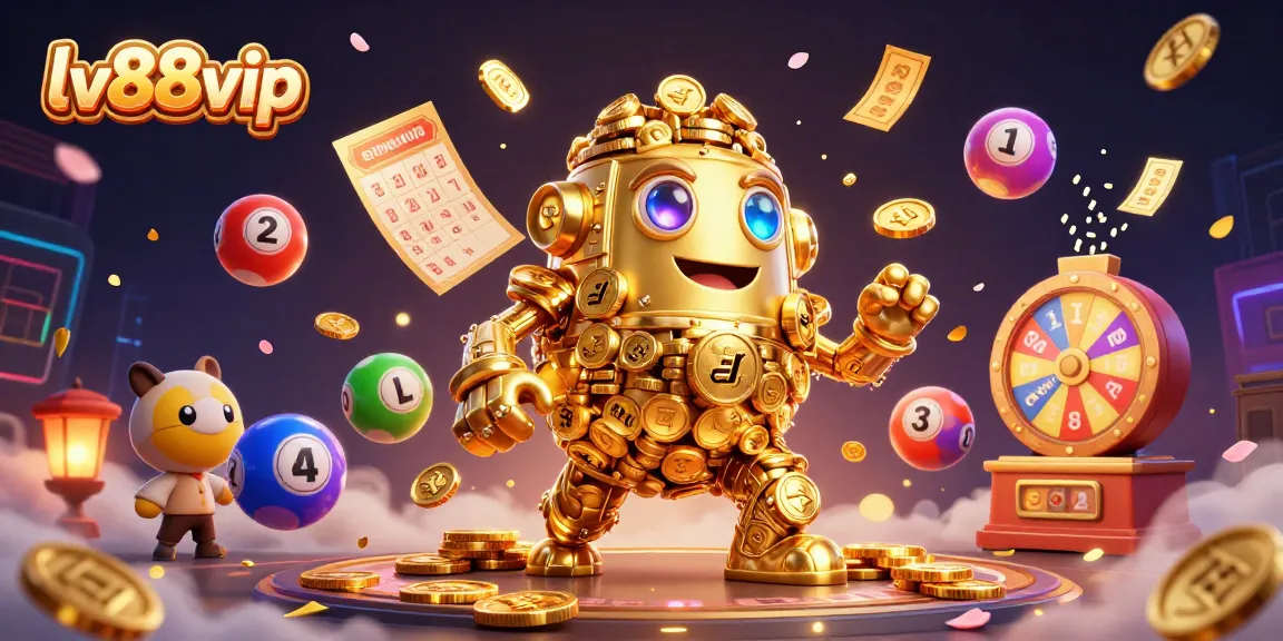 Spin the reels with lv88vip in this vibrant 3D casino illustration featuring a golden golem.
