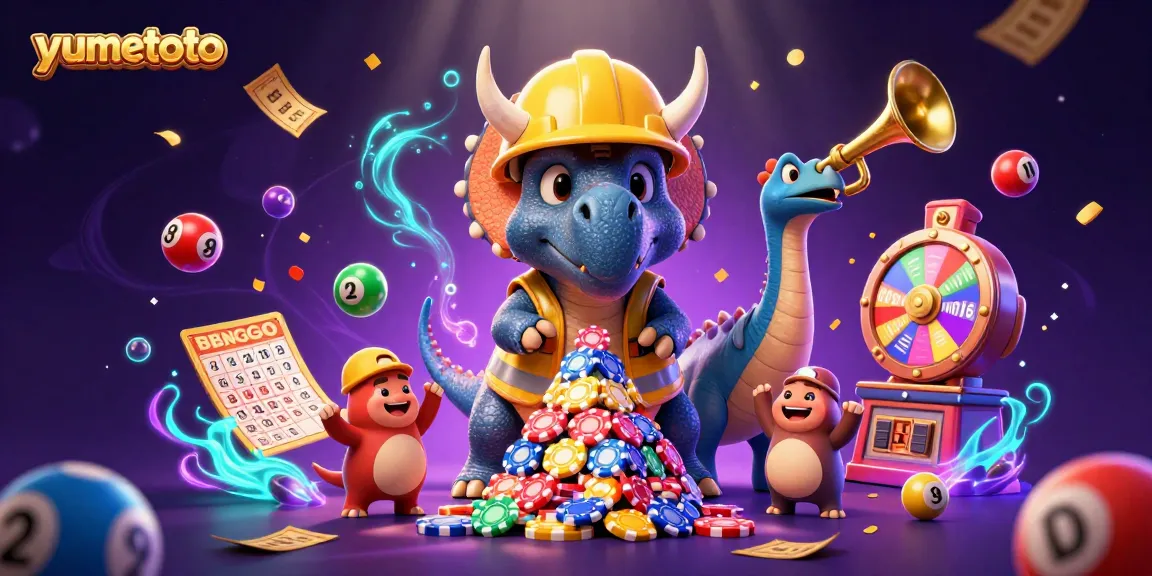 Experience the excitement of yumetoto with this engaging 3D scene featuring vibrant lottery elements and celebrating characters.