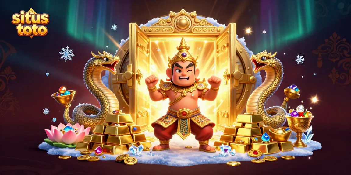 Menampilkan situs toto dengan ilustrasi kasino yang megah dan karakter penjaga kuil.