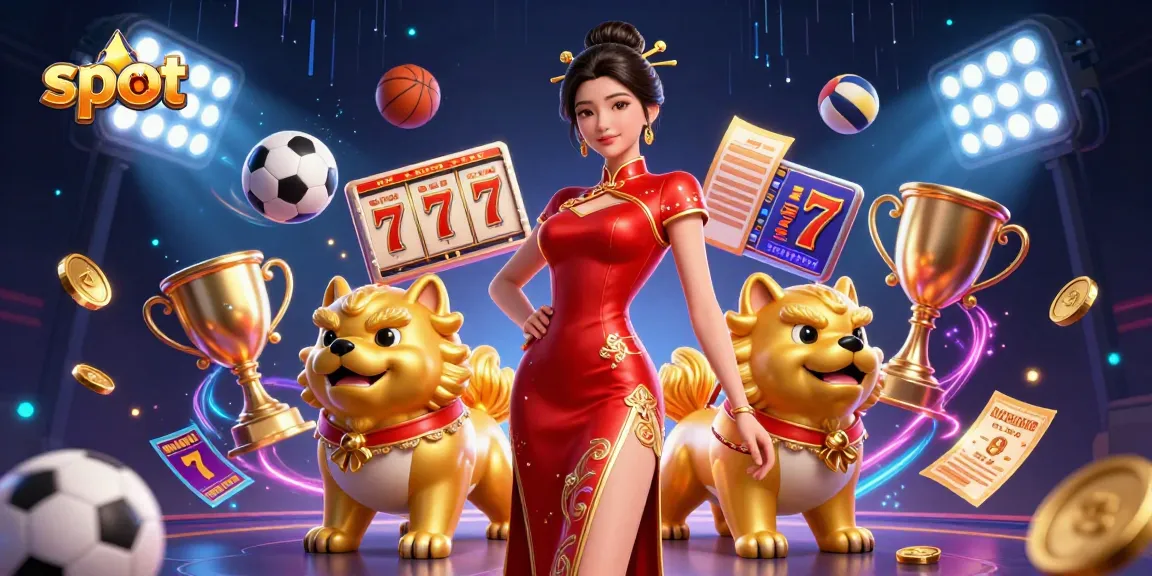 Engage in slot games, featuring a glamorous Asian woman and dynamic fun elements in a casino setting.