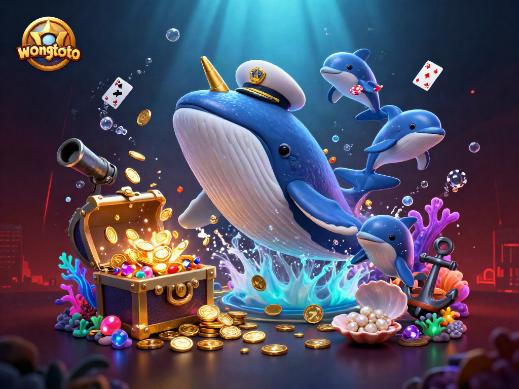 Engage with wongtoto through this vibrant illustration of casino-themed underwater adventure.