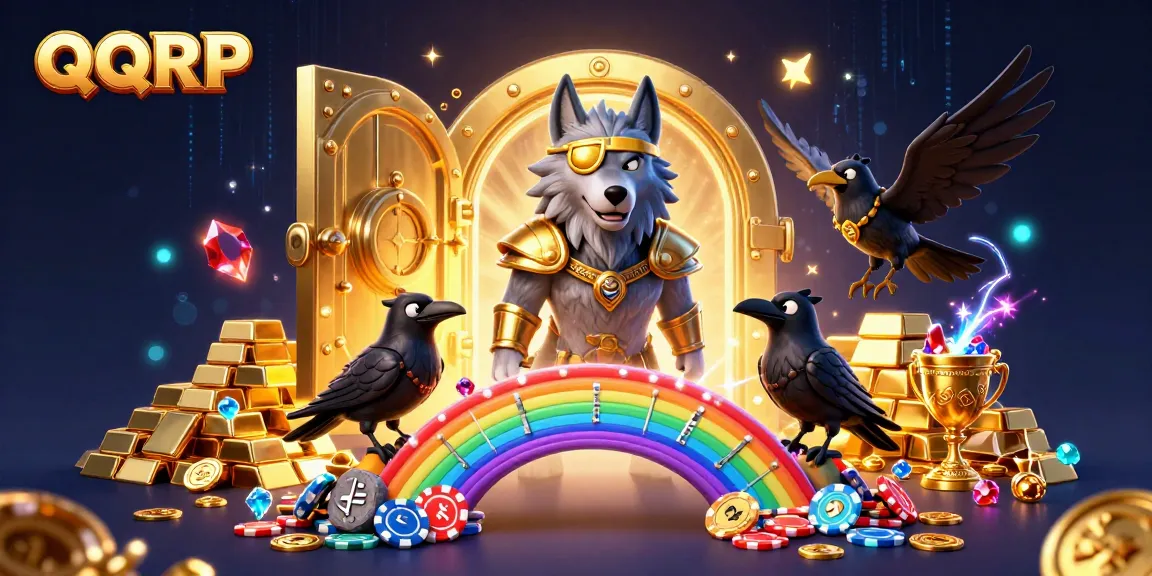 Engage with the QQRP gaming experience, showcasing Norse mythology characters amidst casino treasures.