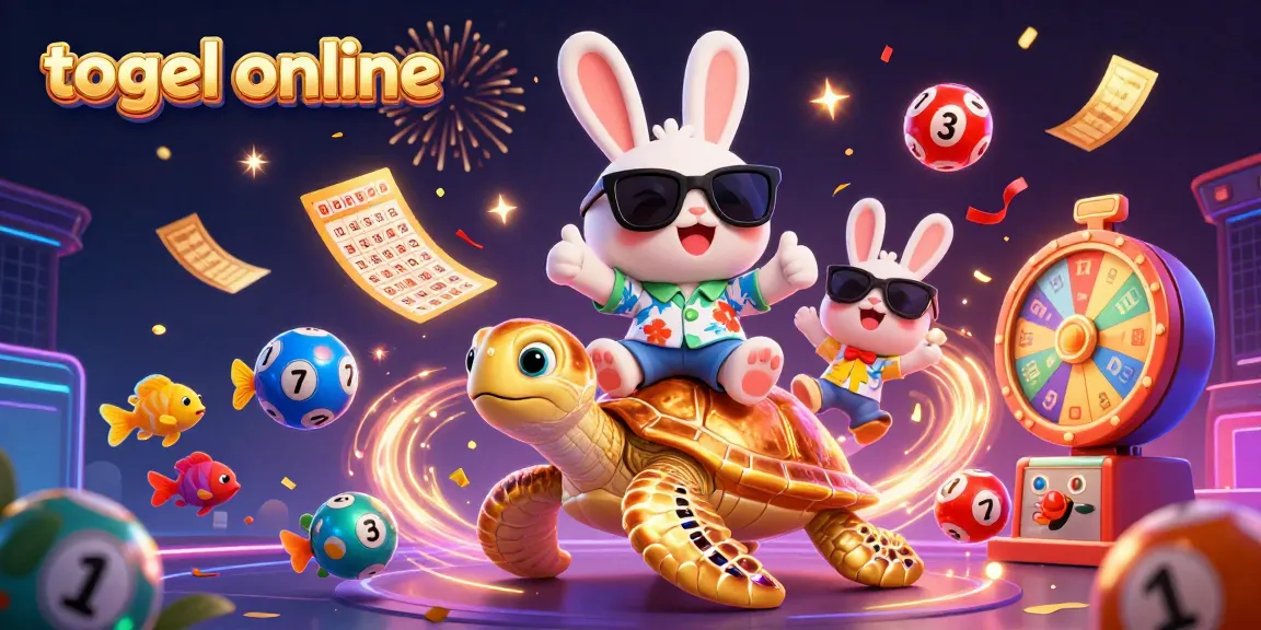Experience thrilling togel online action with a lucky rabbit and golden turtle in a vibrant lottery scene.