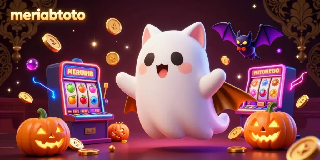 Meriahtoto membawa permainan slot yang menyenangkan dengan sosok kucing hantu dan kelelawar berkerudung.