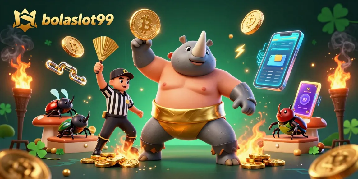 Experience the thrilling action of bolaslot99 with a vibrant cartoon beetle championship showdown.