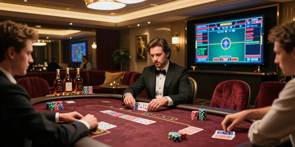 Link LUXURY777 dalam suasana permainan poker yang elegan di ruang mewah.