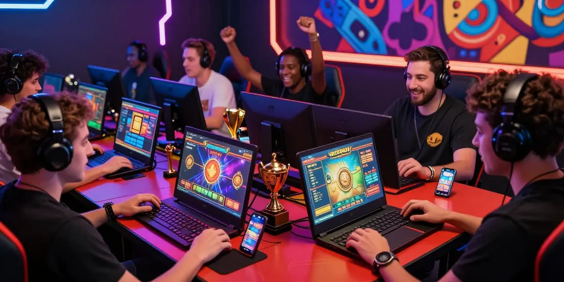 Pengalaman bermain Modal138 dengan pemain bahagia bermain slot online di perangkat mereka, menampilkan antusiasme dan kesenangan.
