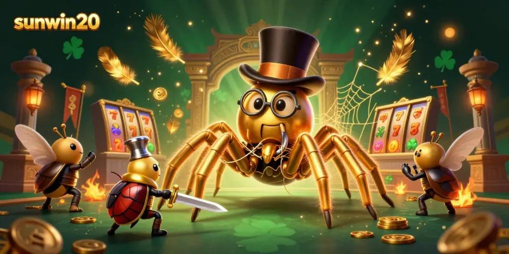 Experience the excitement of sunwin20 with a vibrant scene featuring unique characters and casino elements.