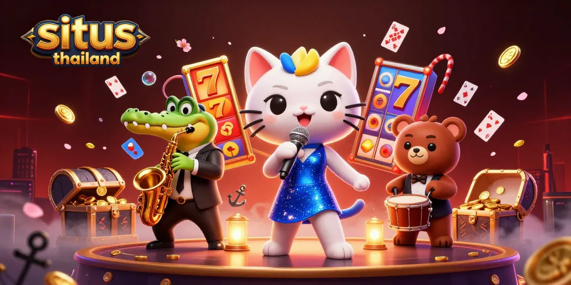 Experience fun in the vibrant situs thailand casino scene with jazz singers and gold coins.