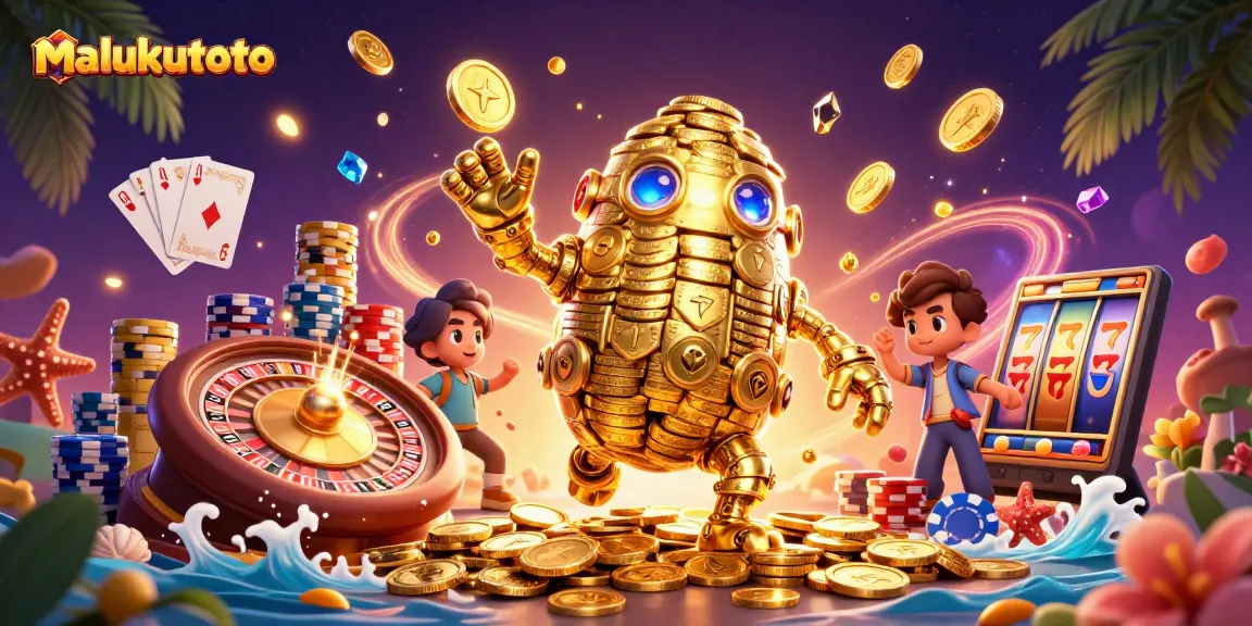 Mainkan keseruan di MALUKUTOTO dengan karakter golem emas dan banyak elemen kasino yang menarik!