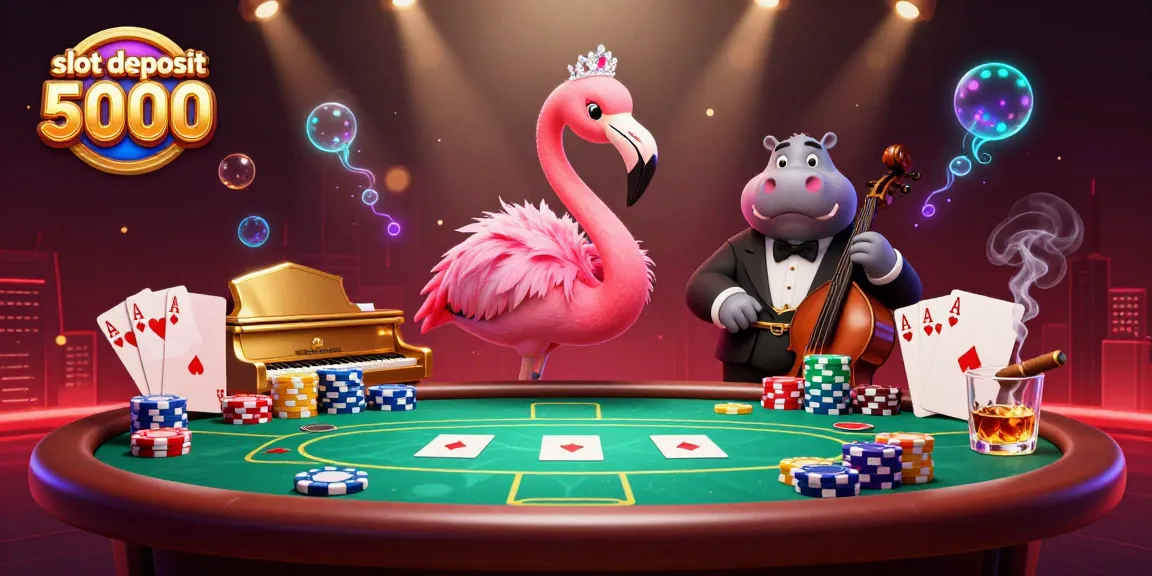 Explore the vibrant casino scene with slot deposit 5000 featuring animated characters and game elements.