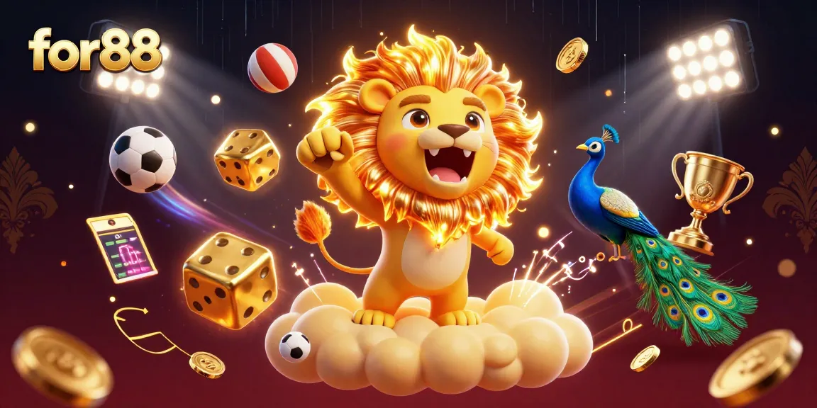 for88 transforms gaming with thrilling visuals of a roaring lion amid dynamic sports symbols