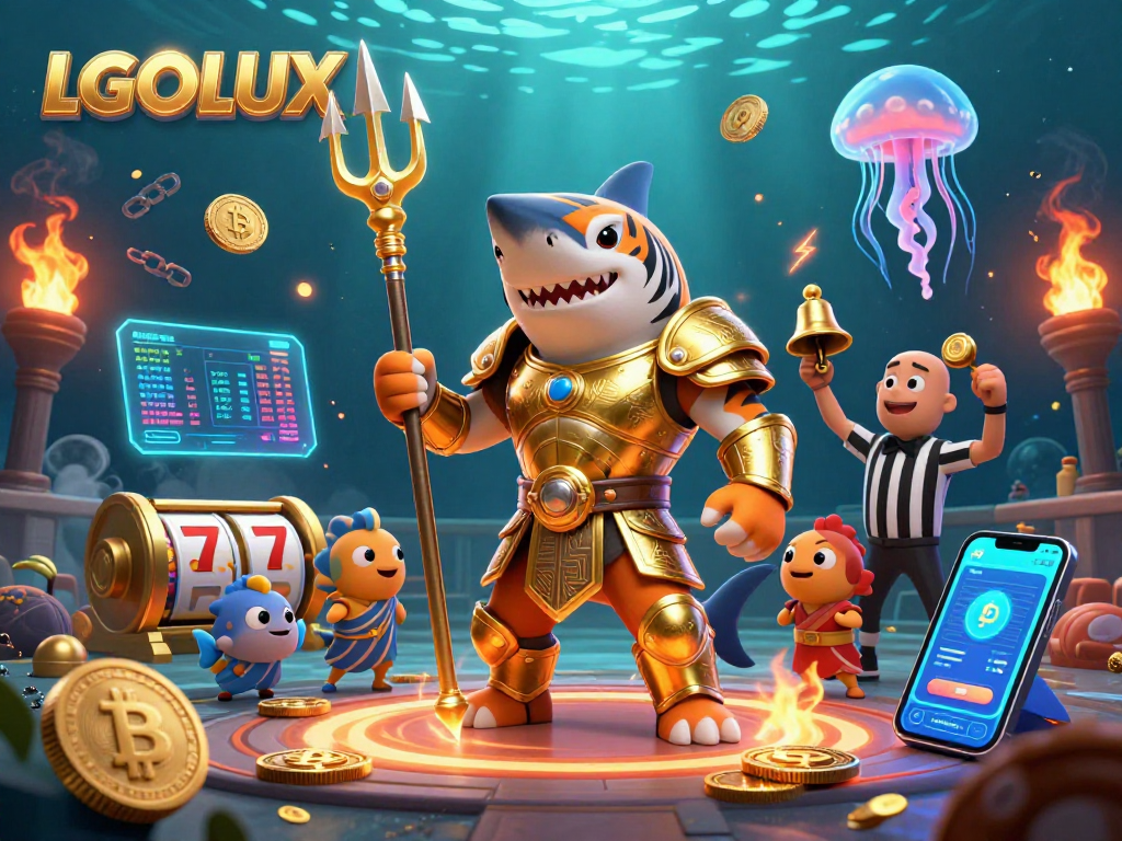 Experience thrilling HD online slots with LGOLUX featuring a dynamic sea scene with cryptocurrency elements.