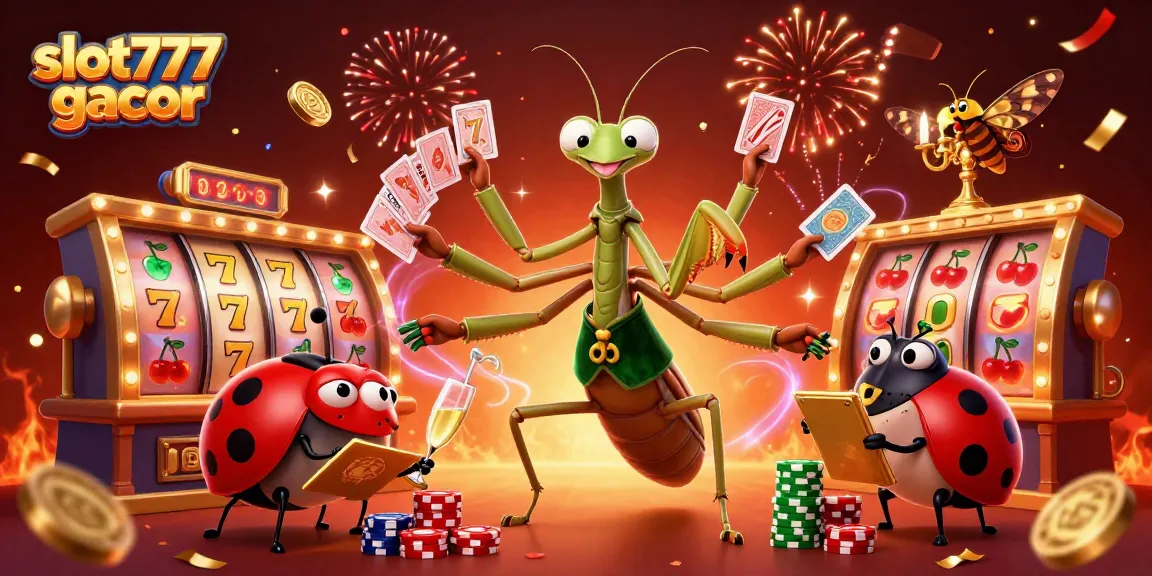 Gambar slot777 gacor menampilkan keunggulan permainan slot dengan perayaan dan elemen visual menarik.