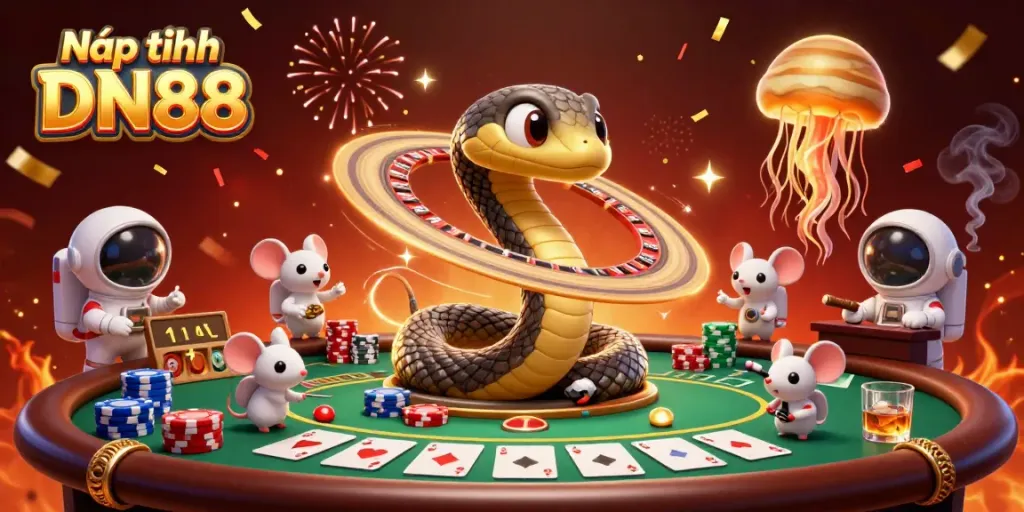 Engage in Nạp tiền DN88 with astronaut mice betting on a cosmic roulette wheel.