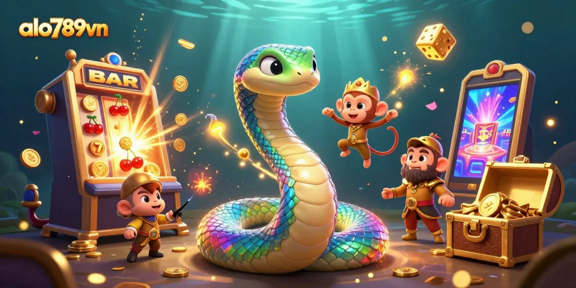 Experience thrills at alo789vn with 3D characters in a vibrant casino scene filled with exciting game elements.