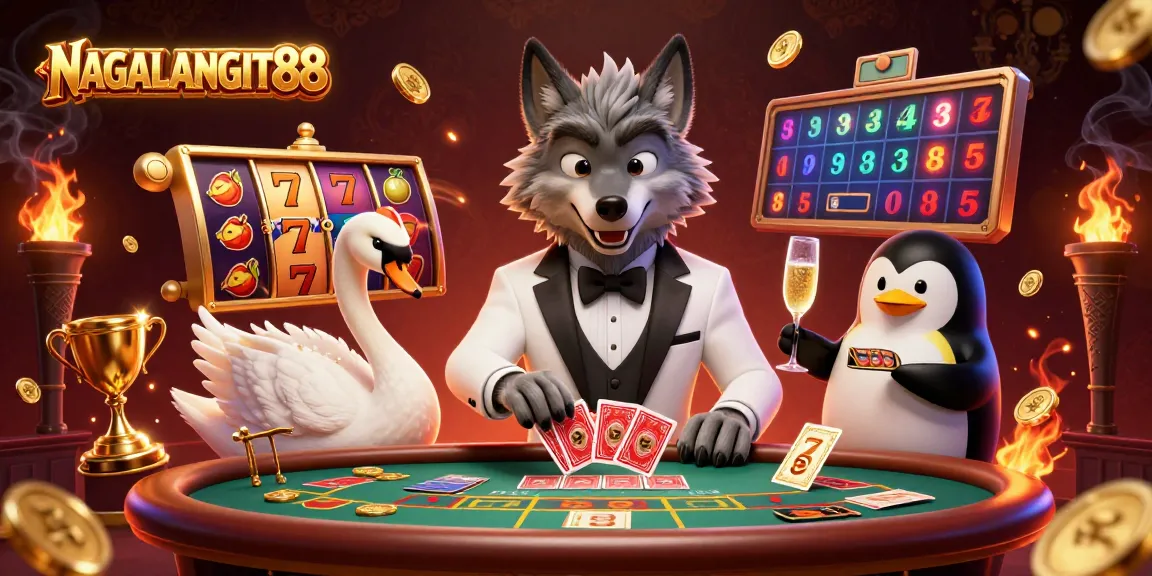 NAGALANGIT88 showcases players enjoying slot games with vibrant characters and golden elements.
