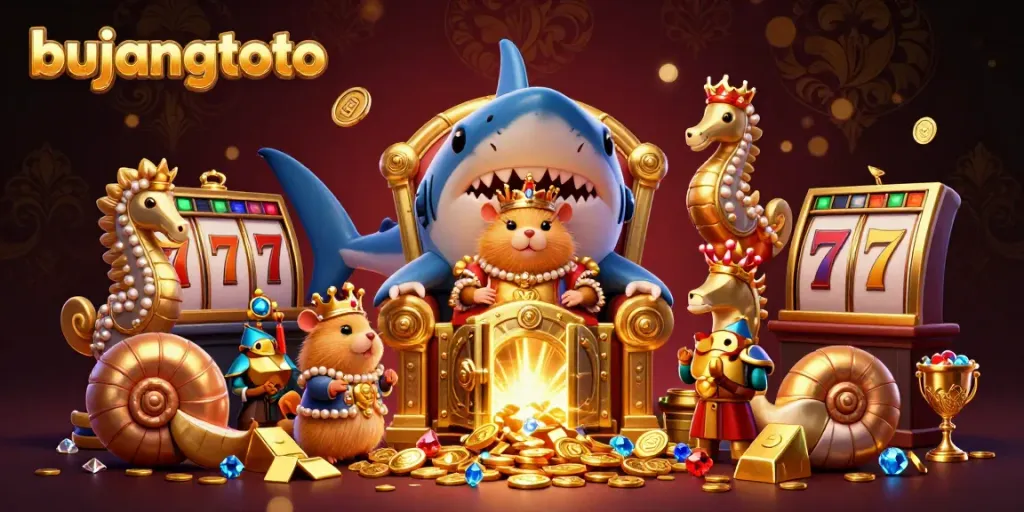 Experience the thrill of bujangtoto with a golden hamster king in a rich casino setting.