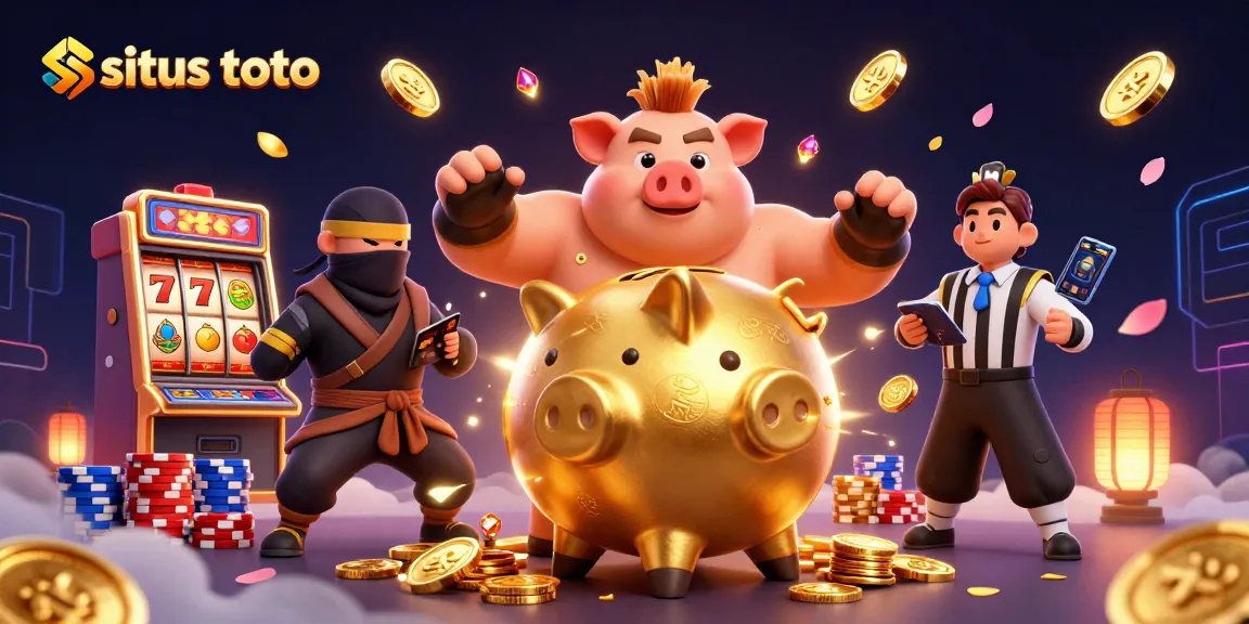 Permainan situs toto dengan karakter unik dan elemen kasino yang dinamis.