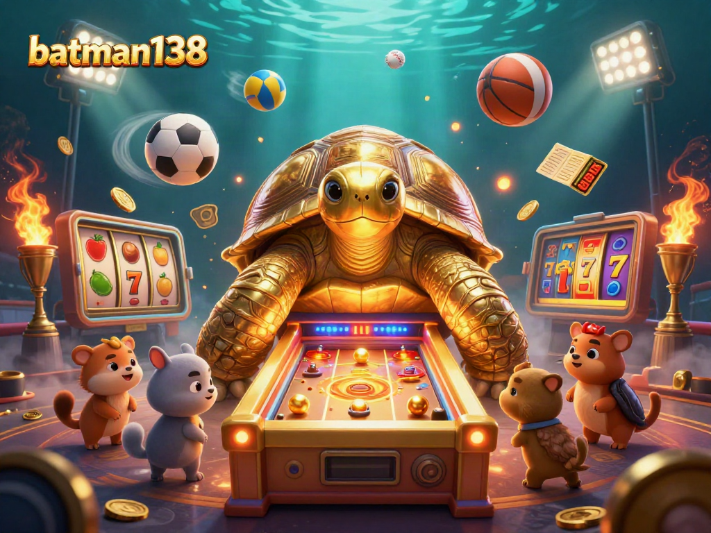 Engage in thrilling gameplay with batman138, featuring a vibrant slot-inspired scene with lively casino elements.