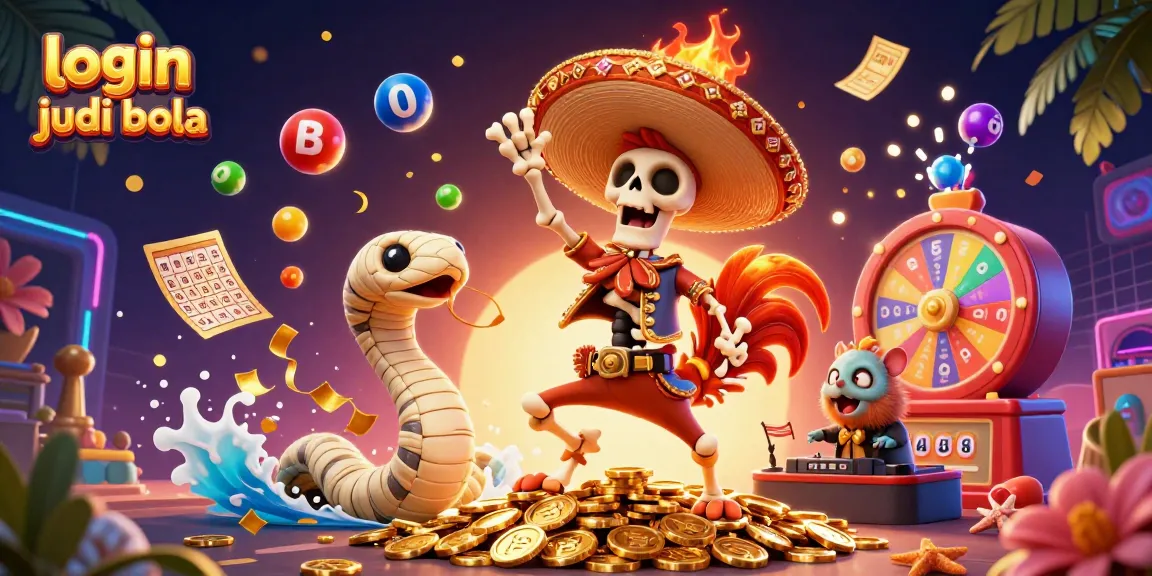 Engage in dynamic gaming action with login judi bola in a vibrant casino scene filled with colorful elements.
