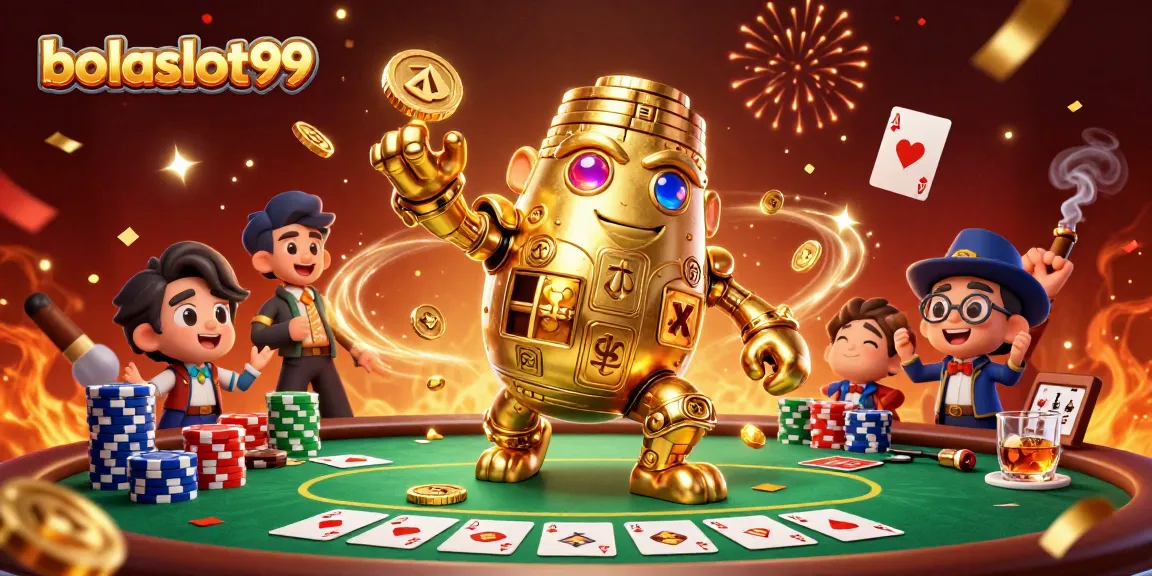 Join the action at bolaslot99 with vibrant poker gameplay and a golden golem.