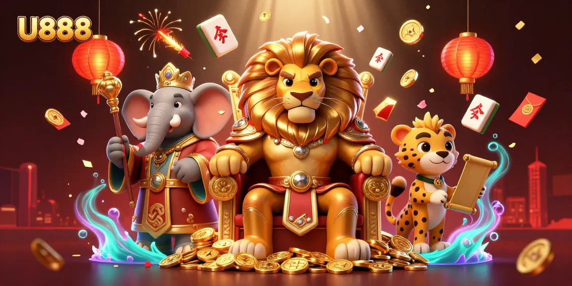 Engage in thrilling gameplay with U888 as a majestic lion king rules the virtual casino world.