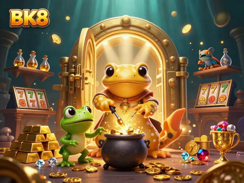 Experience winning moments at BK8 with vibrant fantasy gambling elements in a magical lab.
