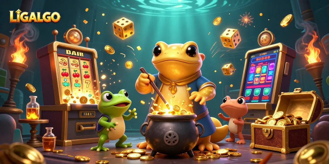 Blend of magic and luck with LIGALGO casino experience featuring golden alchemist and gaming elements.