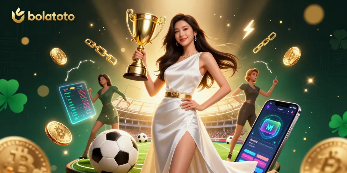 Win big with bolatoto in this vibrant 3D casino scene featuring an Asian woman celebrating with a trophy.