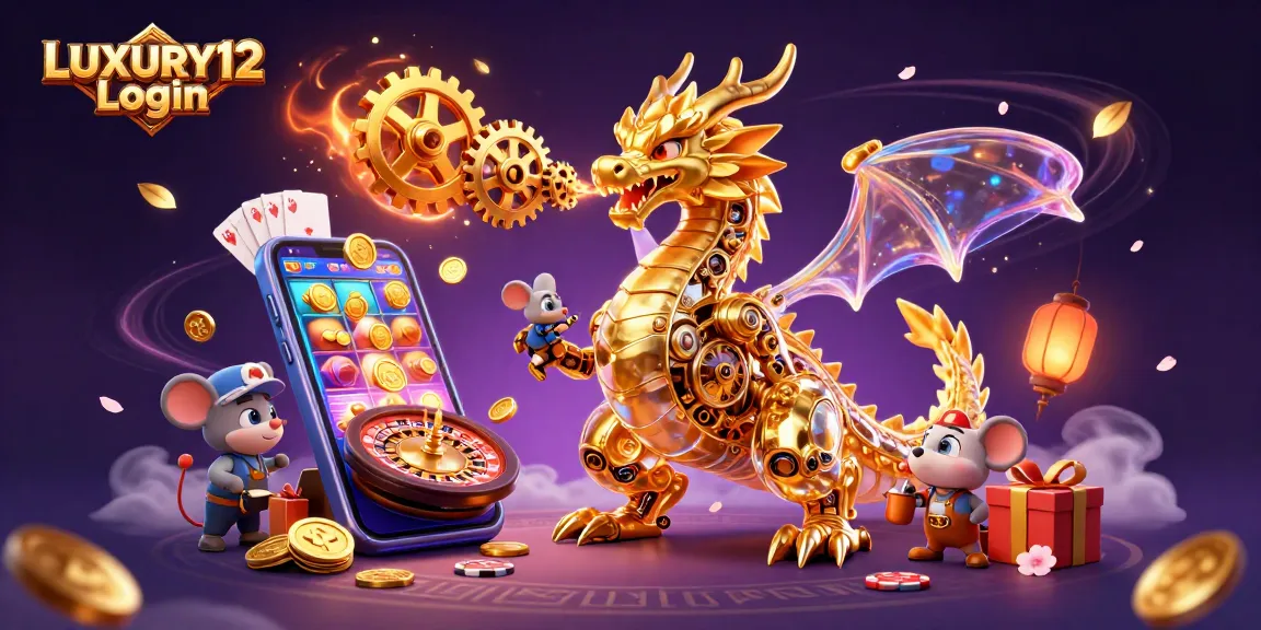 Experience the excitement of LUXURY12 Login with this vibrant 3D casino illustration showcasing thrilling game elements.