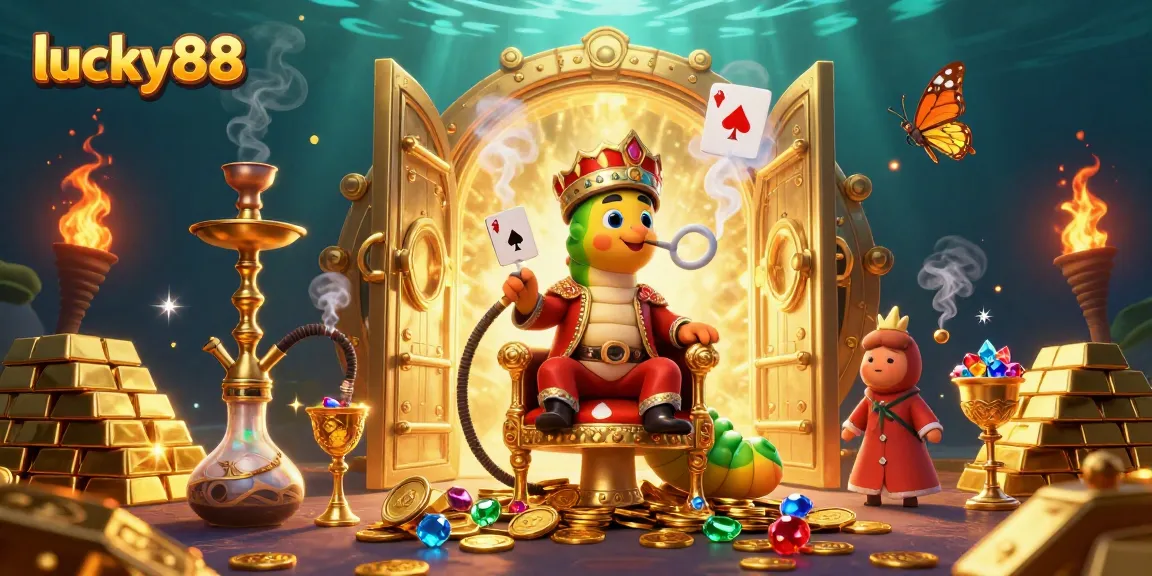Engage in gaming excitement with lucky88 showcasing vibrant characters and casino riches.