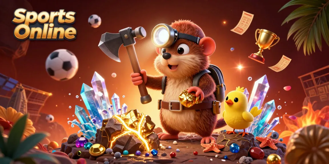 Bet on Sports Online with a 3D treasure hunter and vibrant elements enhancing the betting experience.