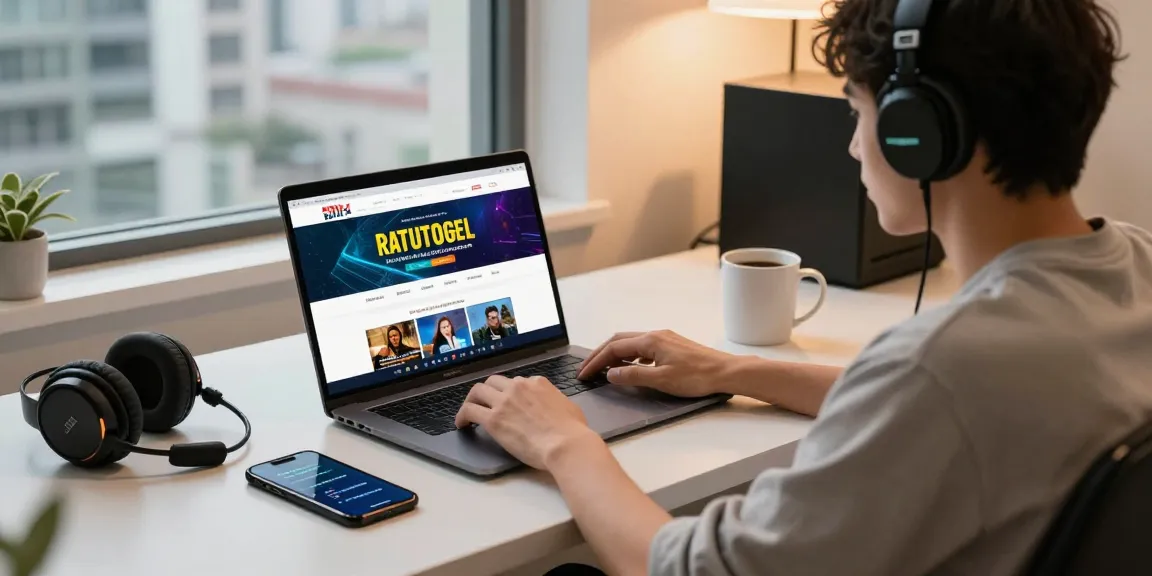 Pengguna aktif RATUTOGEL dengan akses situs togel online di lingkungan modern.